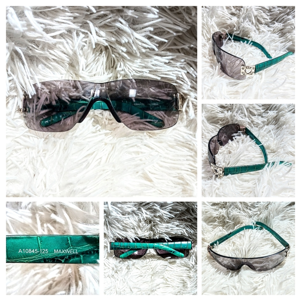 Brighton Maxwell Sunglasses TEAL Leather Croc Embossed Arms
